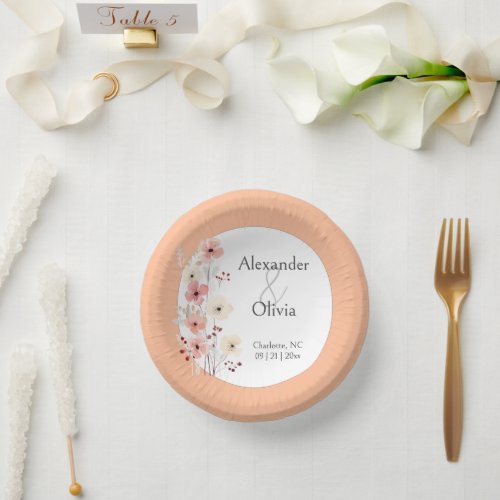 Modern Boho Floral Wedding  Peach Paper Bowls