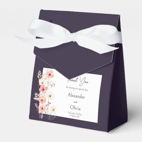 Modern Boho Floral Wedding  Purple Favor Boxes