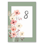 Modern Boho Floral Wedding | Sage Green Table Number