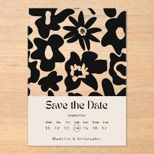 Modern Boho Floral Wedding Save the Date Acrylic Invitations