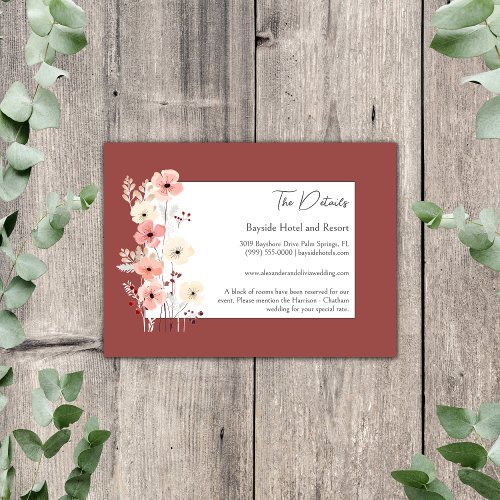 Modern Boho Floral Wedding  Terracotta Enclosure Card