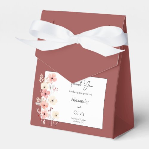 Modern Boho Floral Wedding  Terracotta Favor Boxes