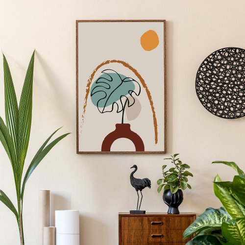 Modern Boho Flowerpot Abstract Deco Poster