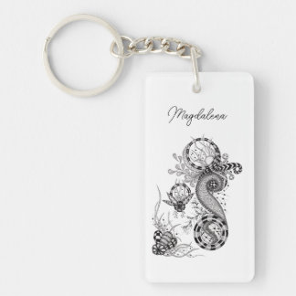 Modern Boho Flowers Fineliner -  Keychain
