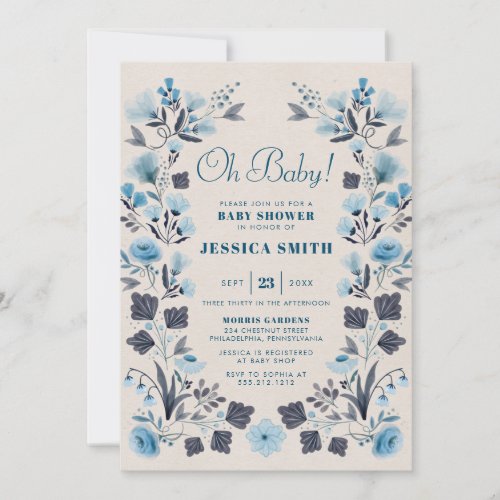 Modern Boho Folk Gender Neutral Baby Shower Invita Invitation