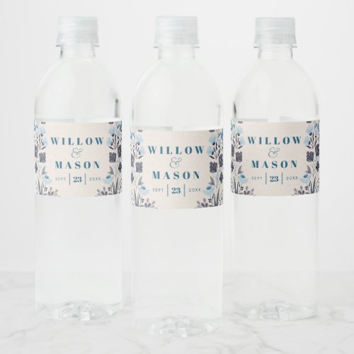 Modern Boho Folk Wedding Favors Water Bottle Label