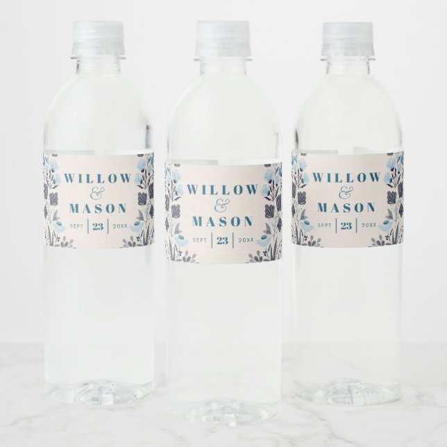 Modern Boho Folk Wedding Favors Water Bottle Label (Bottles)