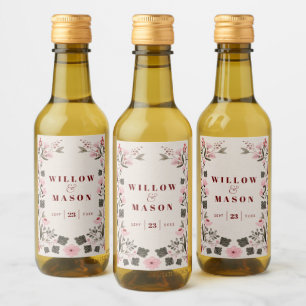 Modern Boho Folk Wedding Favors Wine Label