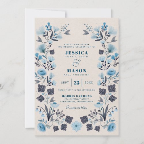 Modern Boho Folk Wedding Invitation