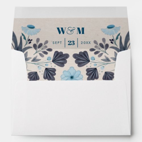 Modern Boho Folk Wedding Invitation Set Envelope