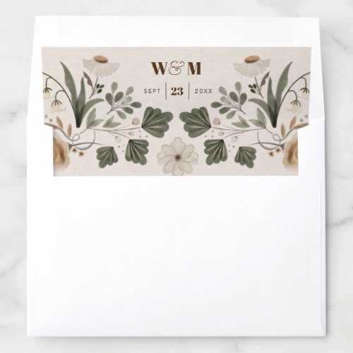 Modern Boho Folk Wedding Invitations Envelope Liner