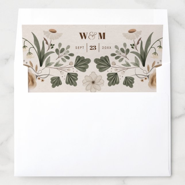 Modern Boho Folk Wedding Invitations Envelope Liner (In Envelope)