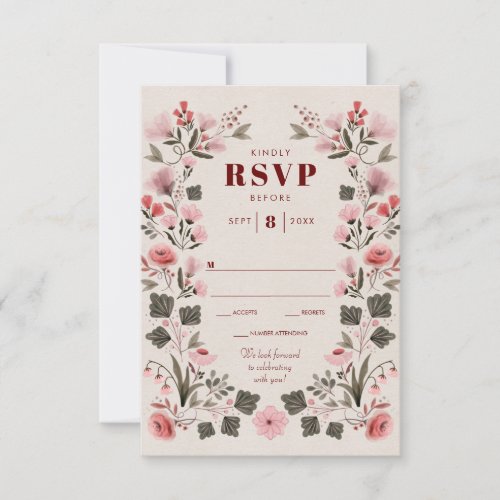 Modern Boho Folk Wedding RSVP Response Card