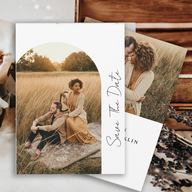 Modern Boho Frame Wedding Photo Save The Date (Creator Uploaded)