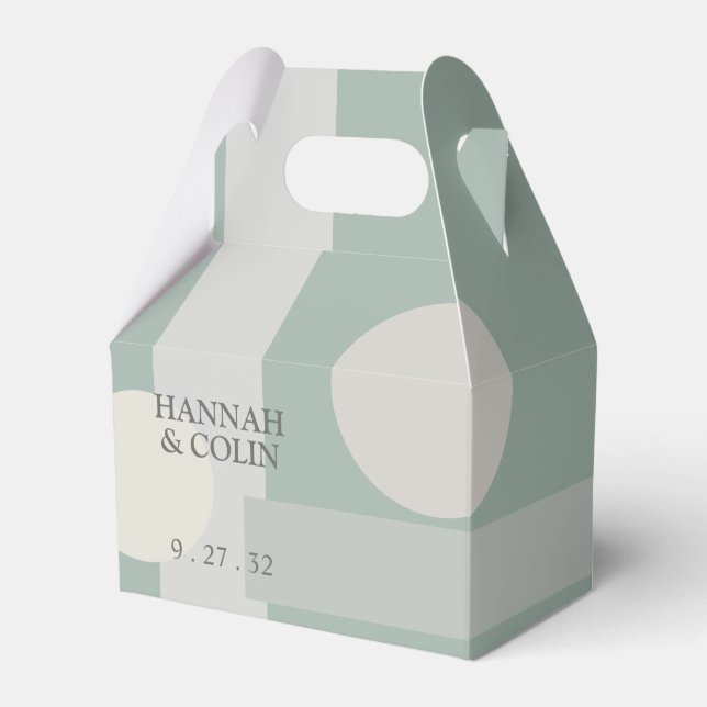 Modern Boho Geometric Abstract Green Grey Taupe Favor Boxes (Front Side)