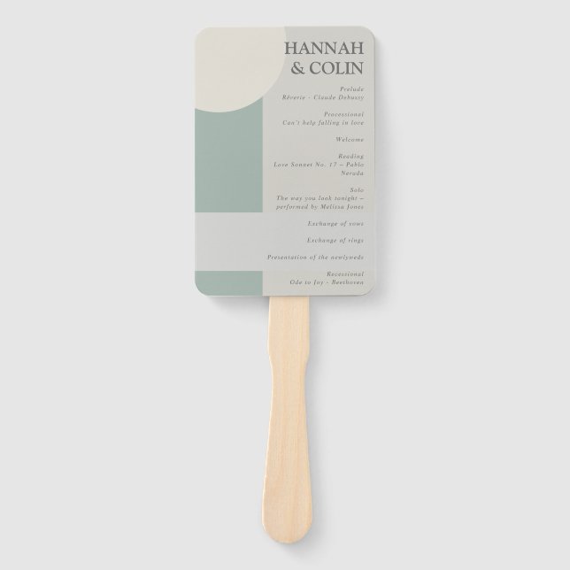 Modern Boho Geometric Abstract Green Grey Taupe Pr Hand Fan (Front)