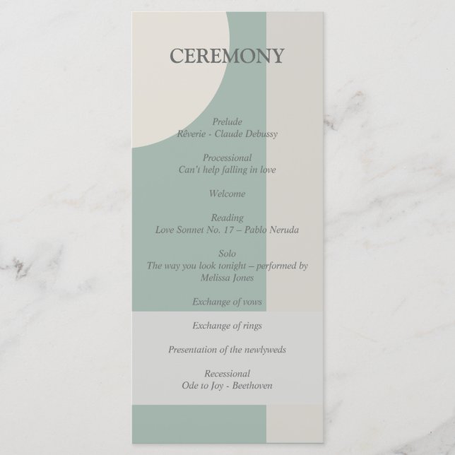 Modern Boho Geometric Abstract Green Grey Taupe Program (Front)