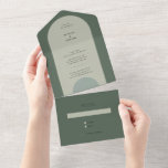 Modern Boho Geometric Arch Sage Green Wedding All In One Invitation<br><div class="desc">Clean and modern geometric design for a contemporary Seal and Send Wedding Invitation. For this wedding tri-fold invitation design I chose a warm color palette of greens like moss and sage - but all colors of this wedding invitation template can be changed to fit your wedding theme. This wedding 3...</div>