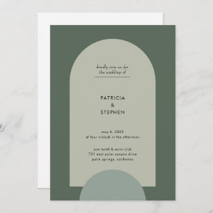 Modern Boho Geometric Arch Sage Green Wedding  Invitation