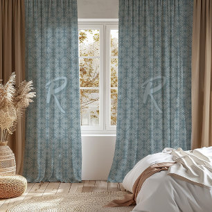 Modern Boho Geometric Pattern Monogram Blackout Curtains