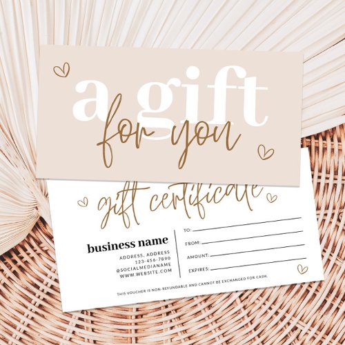 Modern Boho Gift Certificate Voucher