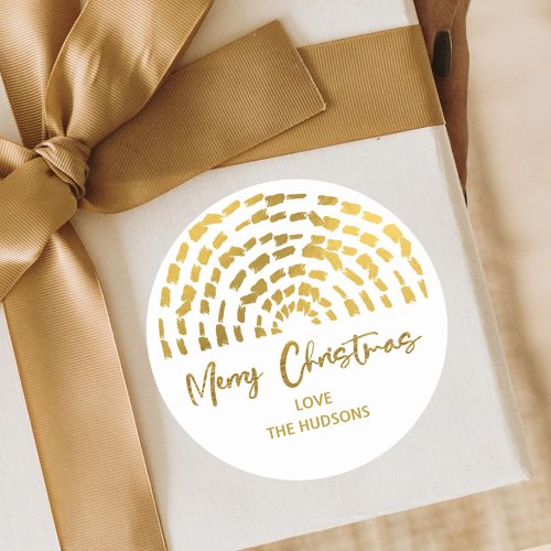 Modern Boho Gold Arch Christmas Holiday Gift  Classic Round Sticker