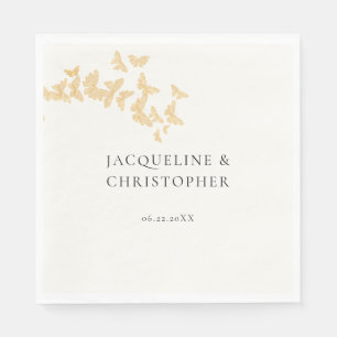 Modern Boho Gold Butterflies Romantic Wedding Napkins