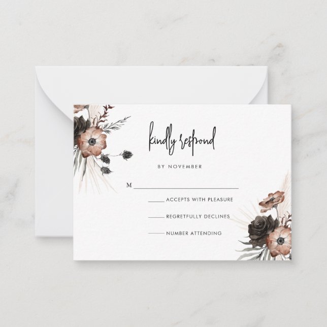 Modern Boho Goth Script RSVP Card (Front)