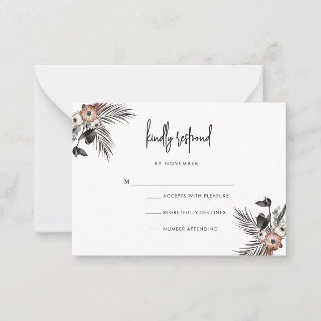 Modern Boho Goth Script RSVP Card | Zazzle
