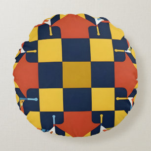 Modern Boho Graphic Contemporary Home Decor Round Pillow