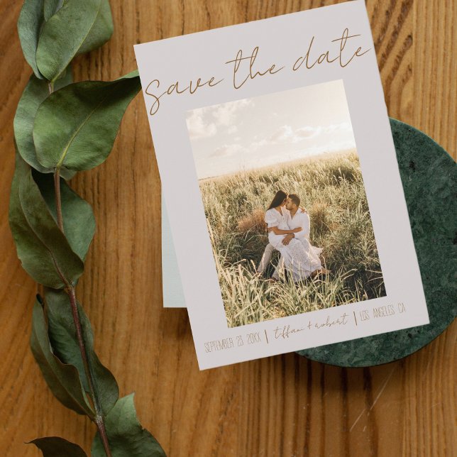 Modern Boho Gray One Photo Save The Date (Creator Uploaded)