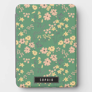 Modern Boho Green Floral Custom Name Kindle Cover