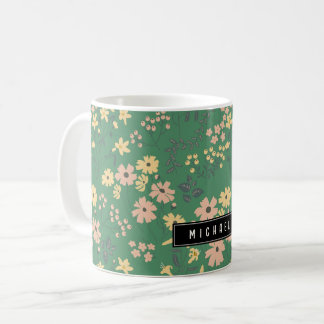 Modern Boho Green Floral Pattern Coffee Mug
