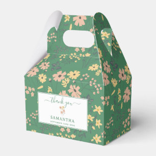Modern Boho Green Floral Pattern Favor Boxes
