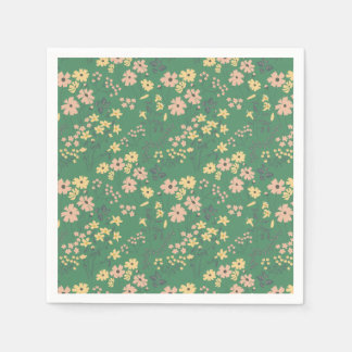 Modern Boho Green Floral Pattern Napkins