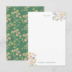 Modern Boho Green Floral Pattern Note Card
