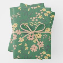 Modern Boho Green Floral Pattern