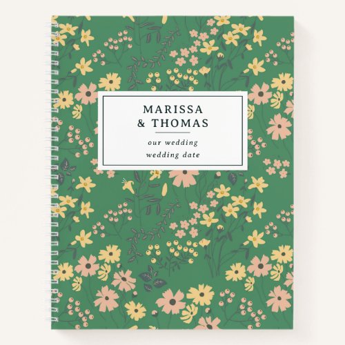 Modern Boho Green Floral Wedding Notebook
