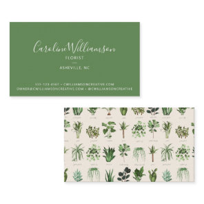 Modern Boho Green Plants Botanical Florist Business Card