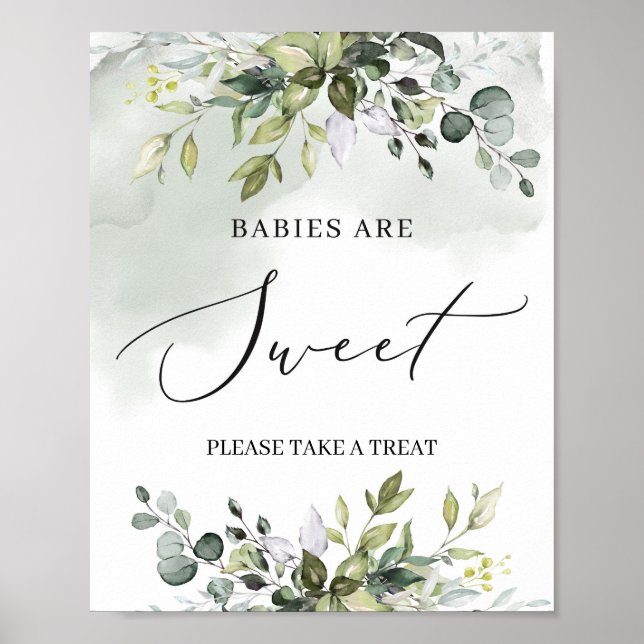 Modern boho greenery foliage babies are sweet poster (Front)