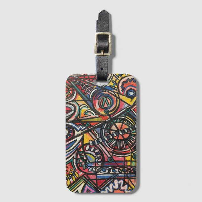 Modern Boho-Hand Painted Abstract Art Luggage Tag (Front Vertical)
