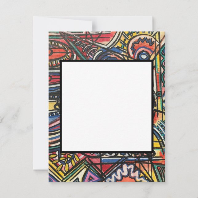 Modern Boho-Hand Painted Abstract Art Note Card (Front)