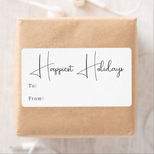 Modern Boho Happiest Holidays Rectangular Gift Label