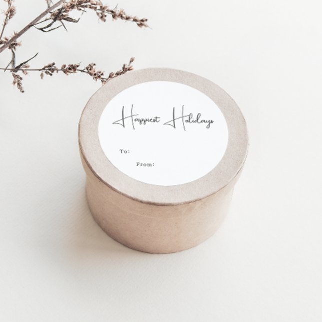 Modern Boho Happiest Holidays To From Classic Round Sticker (Creator Uploaded)