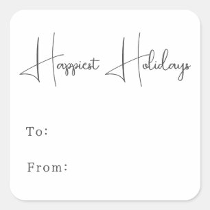 Modern Boho Happiest Holidays To From Square Sticker