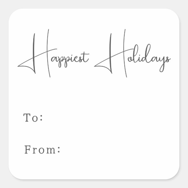 Modern Boho Happiest Holidays To From Square Sticker (Front)