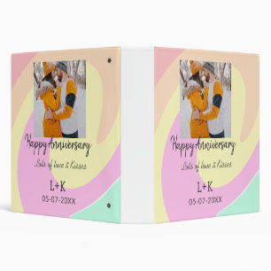 Modern boho happy anniversary add name date orange 3 ring binder