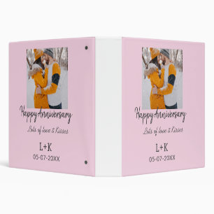 Modern boho happy anniversary add name date orange 3 ring binder