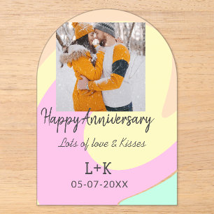 Modern boho happy anniversary add name date orange acrylic invitations