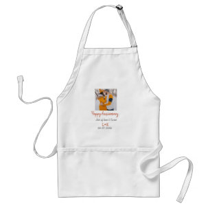 Modern boho happy anniversary add name date orange adult apron